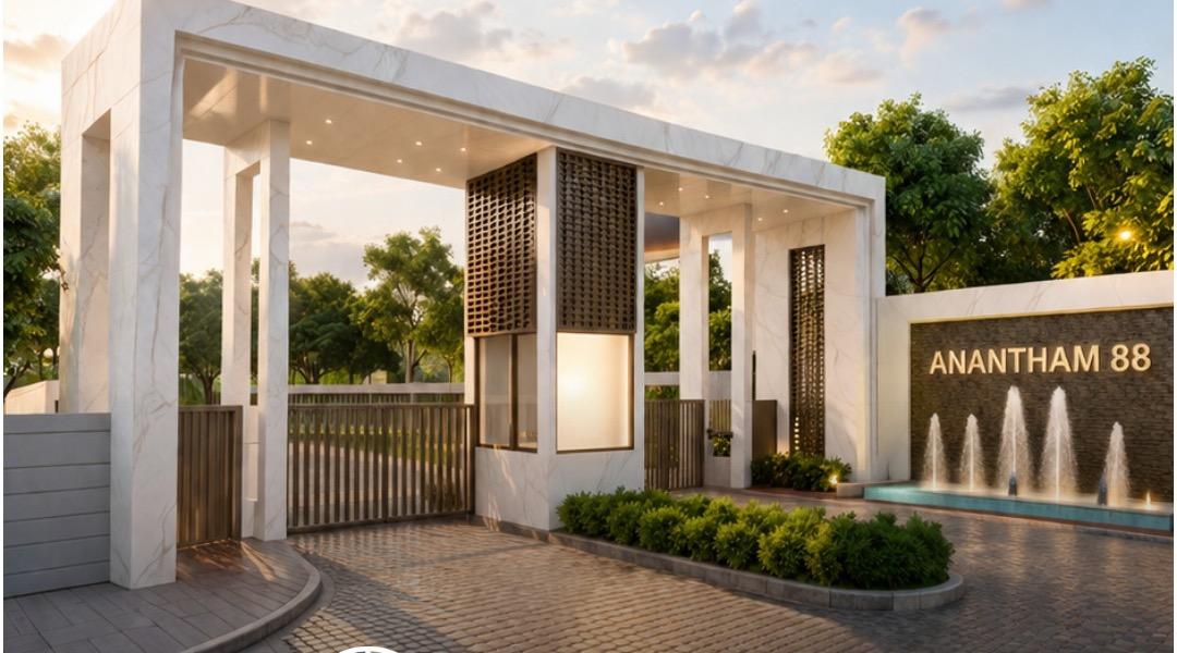 Gatehouse and boundary elevation — Anantham
