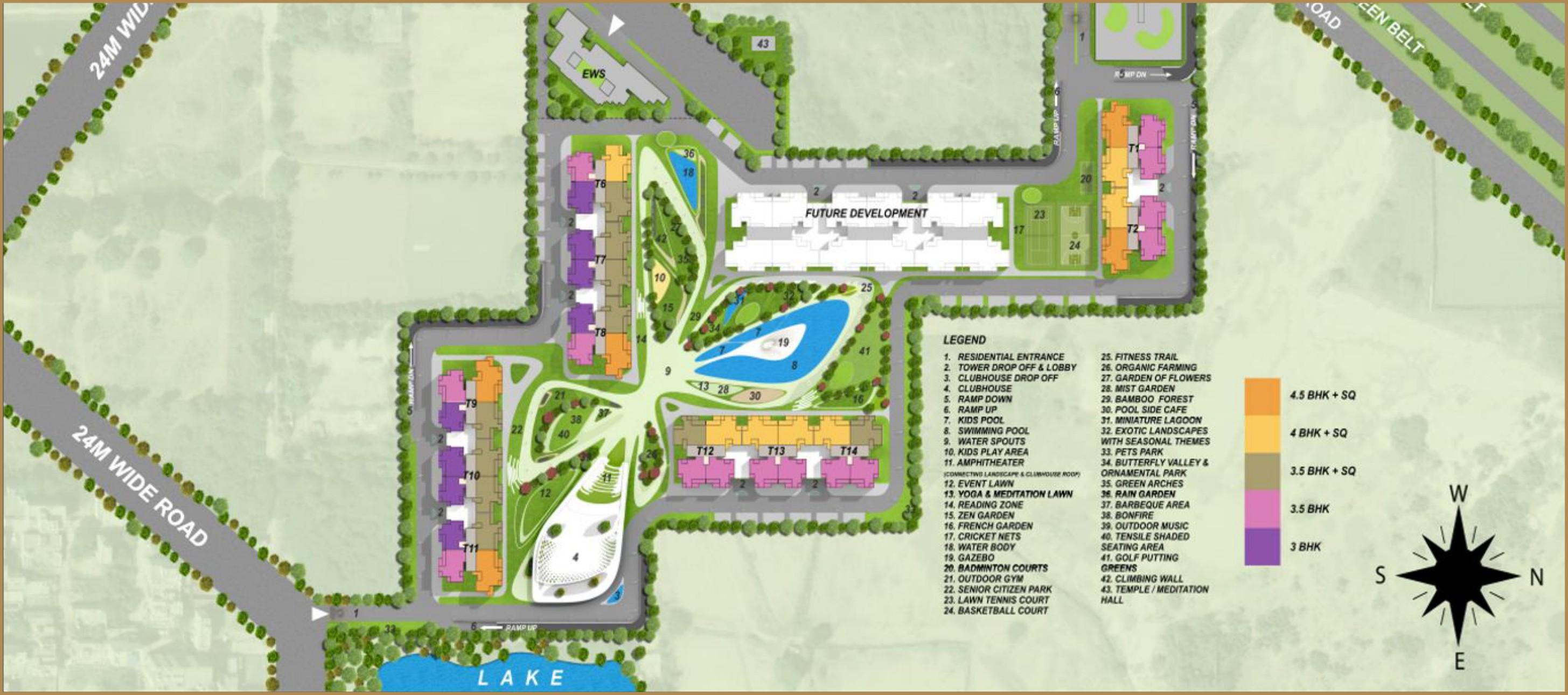 Site plan as printed in the brochure — M3M Crown
