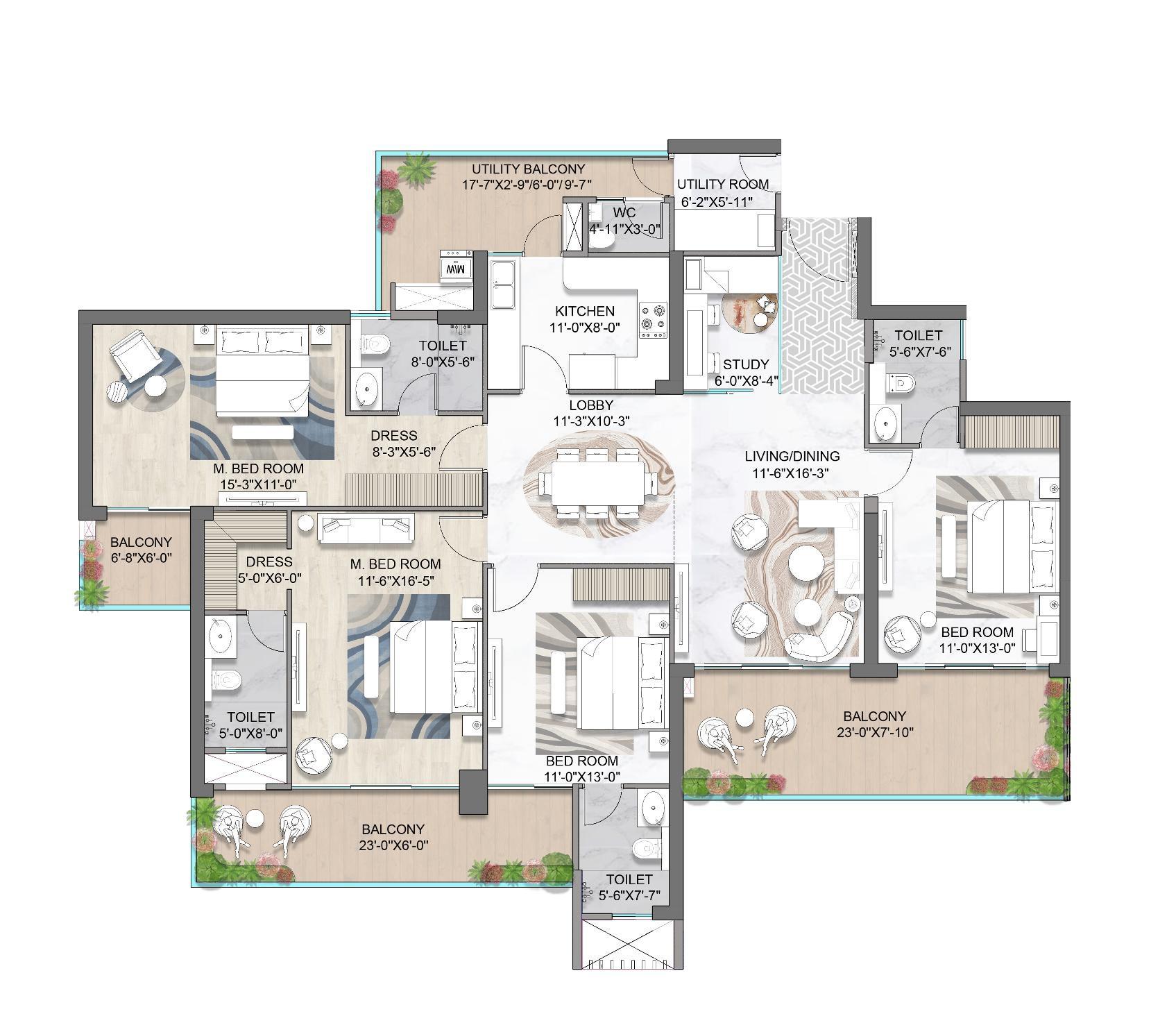 Floor plan, 2730 sq. ft., as printed in the brochure