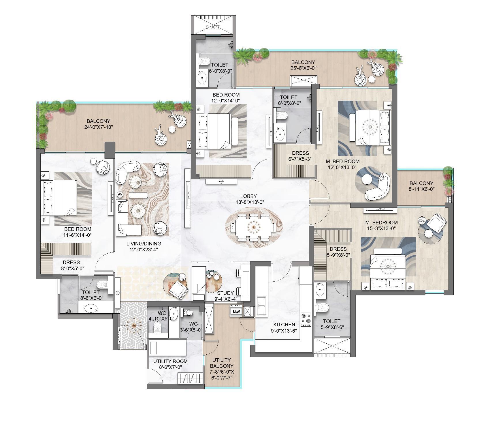 Floor plan, 3485 sq. ft., as printed in the brochure