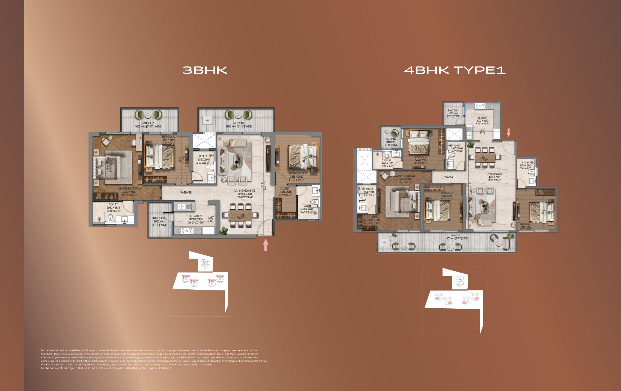 3BHK — Floor plan as per brochure